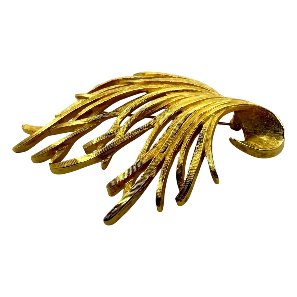 Monet Brooch Gold Tone Abstract Textured Spray Vintage Pin